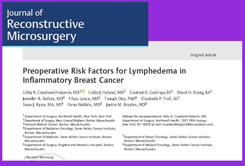 Preoperative Risk Factors for Lymphedema in Inflammatory Breast Cancer