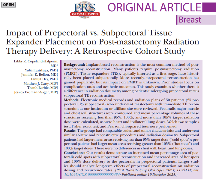 Impact of Prepectoral vs. Subpectoral Tissue Expander Placement on Post-mastectomy Radiation Therapy Delivery: A Retrospective Cohort Study